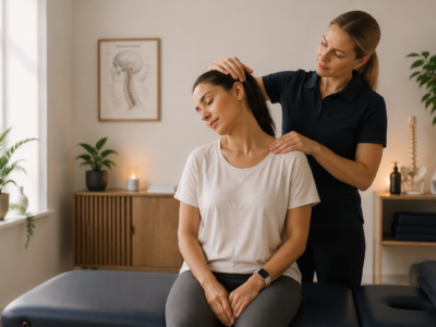 Physiotherapist treating neck pain at Westway Clinic, Redhill