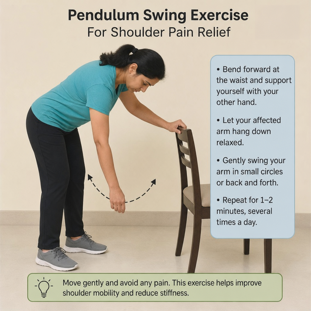 exercises for shoulder pain - pendulum swing for gentle shoulder mobilisation