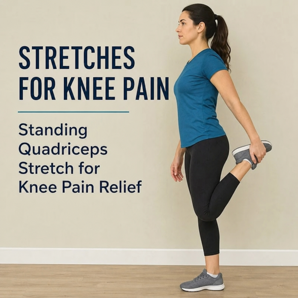 stretches for knee pain - standing quadriceps stretch for knee pain relief