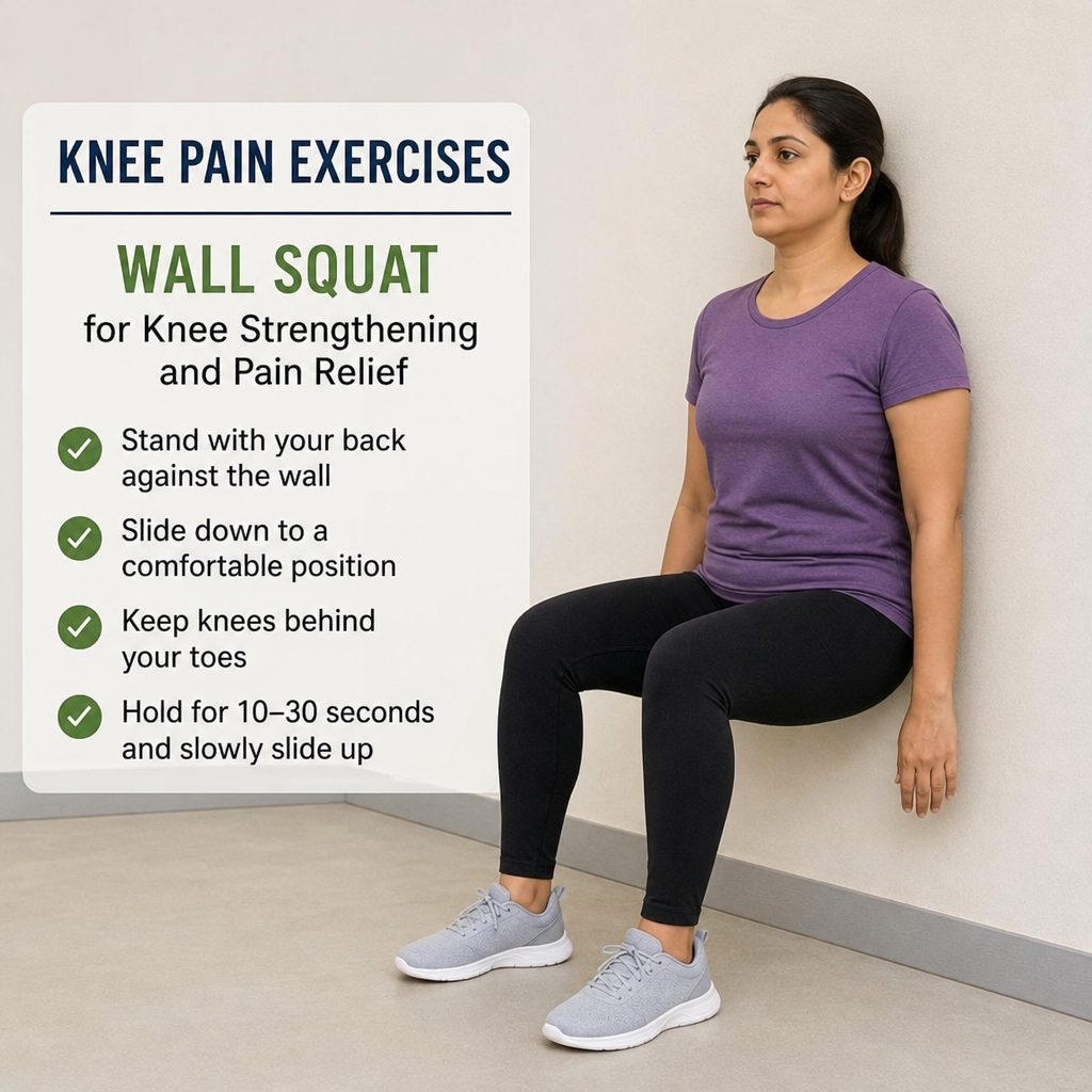 knee pain exercises - wall squat for knee strengthening and pain relief