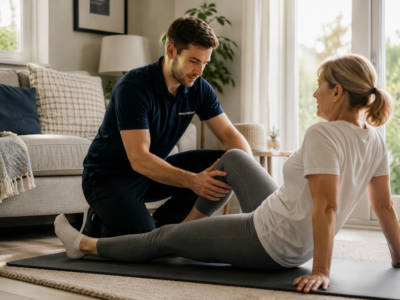 client having a physio session at home